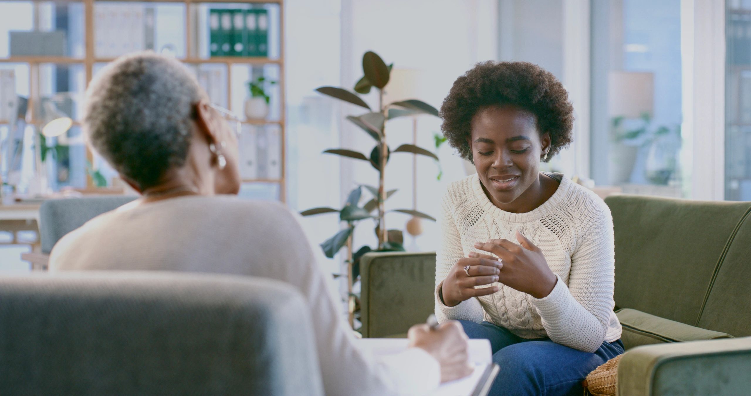 Client and therapist in a calm session